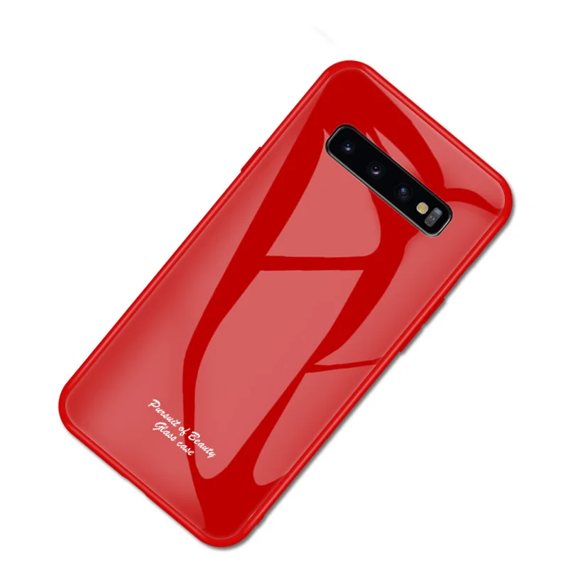 Macaron Glass Case For Samsung Galaxy S10 Plus Case Fashion Cute Shockproof Border Cover For Samsung S10e S10 5G Phone Cover - Цвет: Красный