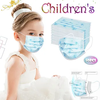 

50PC Children Disposable Print Face Mask Industrial 3Ply Ear Loop Face Mouth Mask Earloop Fast Delievry New Outdoor Unisex