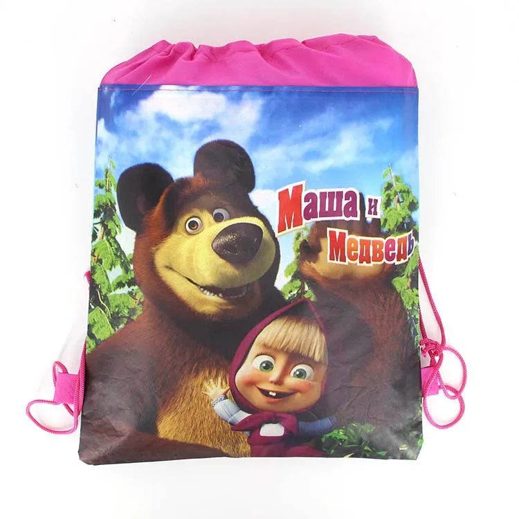 Нетканые тканевые дорожные сумки для плавания с изображением Маши и медведя, 1 шт., 27*36 размеров, подходят для различных случаев - Цвет: 1pcs