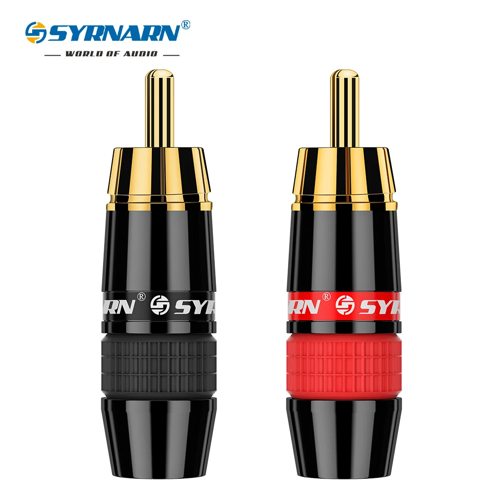 

2Pcs/1Pair Hight Quality Gold Plated RCA Connector RCA male plug adapter Video/Audio Wire Connector Support 8mm Cable black&red