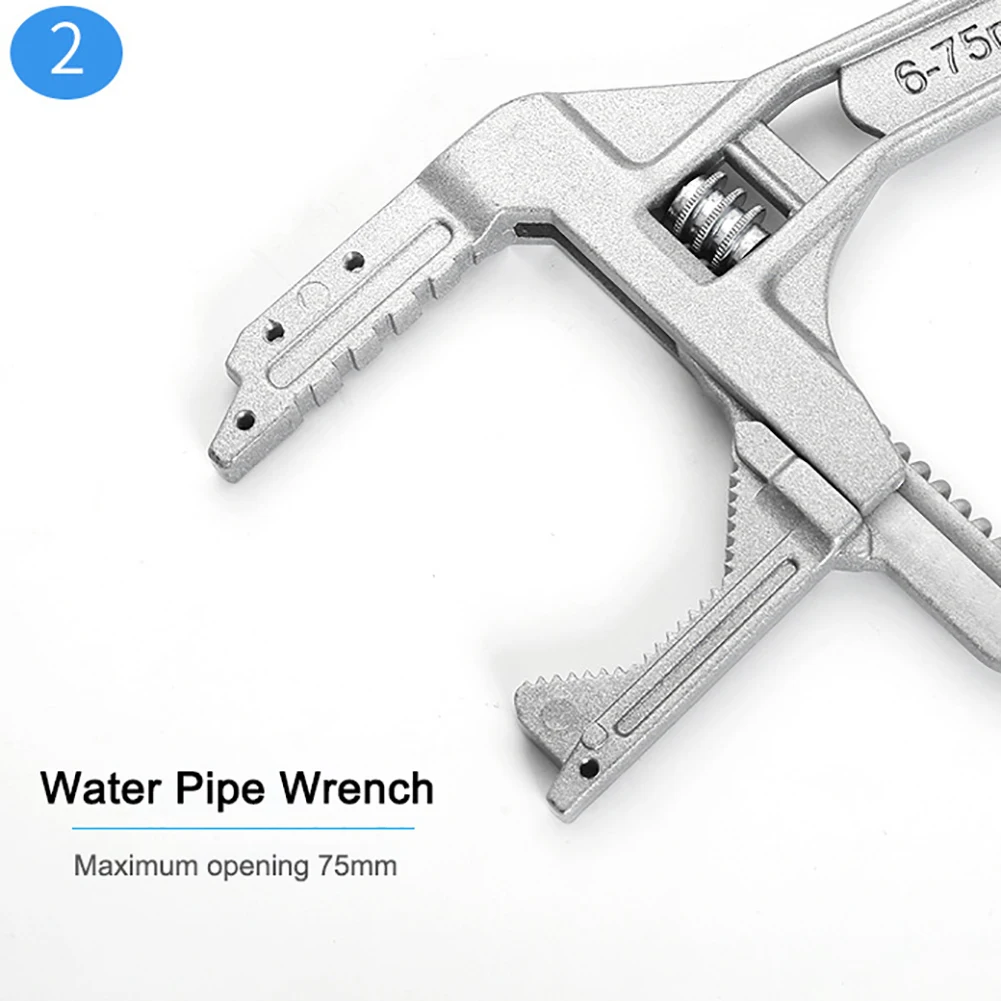 

Multi-function Short Handle Universal Wrench Large Opening Bathroom Wrench Adjustable Aluminum Alloy Repair Tool