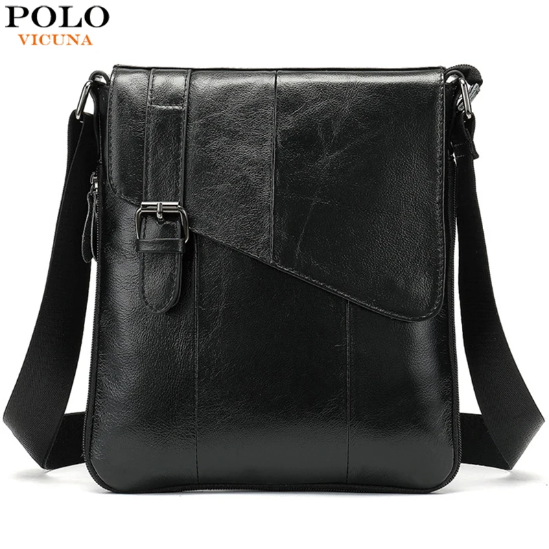 VICUNA POLO натуральная кожаная деловая мужская сумка винтажная брендовая мессенджер