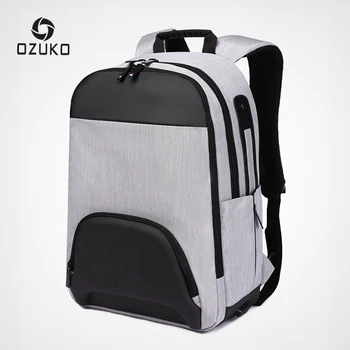 

OZUKO Man Backpack USB Charging 15.6inch laptop Backpacks School Bag For Teenage Male Travel Mochila Fashion Patchwork Back Pack