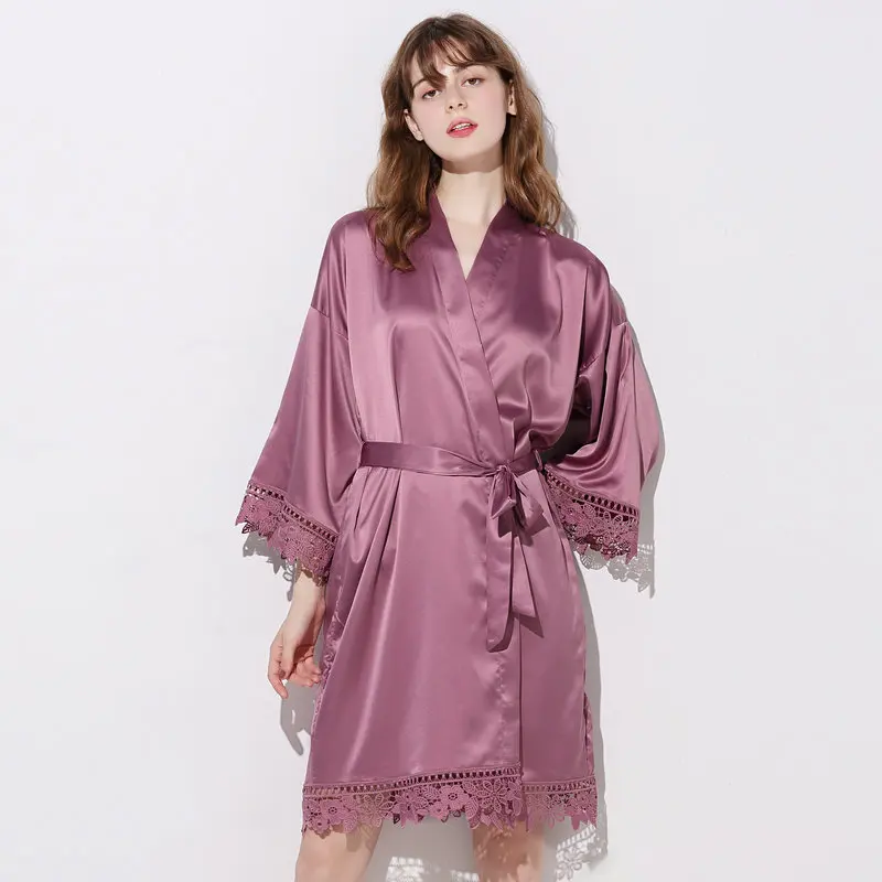 Zaxachilable New Bridesmaid Robes Womens Robes Sleepwear Bathrobe Bathrobe - Color: Mauve