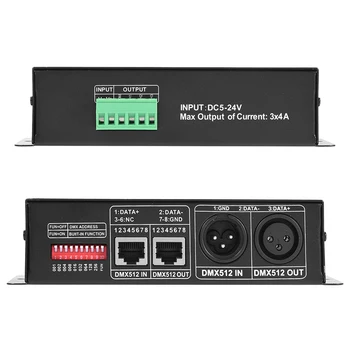 

5V~24VDC DMX 512 4A 3 Channels digital Decoder Module Controller for LED RGB Lamp Stage Light Fixtures theme parks dance halls