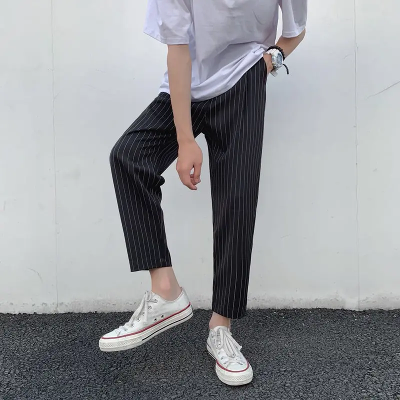 

Men's trousers 2020 summer new slim, solid, striped, printed, nine-minute trousers, loose, casual, fashionable, young men's wear