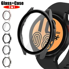 

Glass+Case for samsung Galaxy watch 4 44mm 40mm Accessories PC all-around Anti-fall bumper Galaxy watch4 Screen protector cover