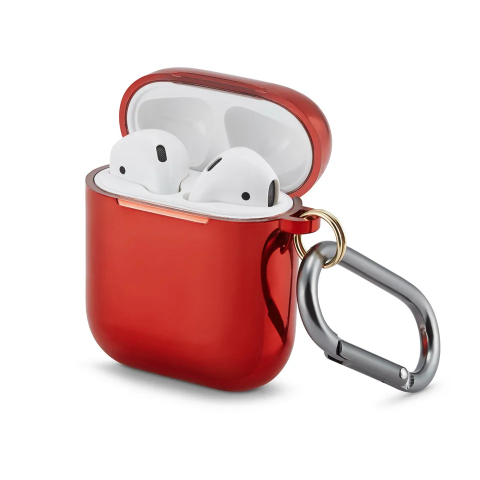 Гальванический защитный чехол для Airpods Жесткий Корпус для наушников оболочка для Apple Airpods 1 2 гальванический защитный чехол - Цвет: Красный