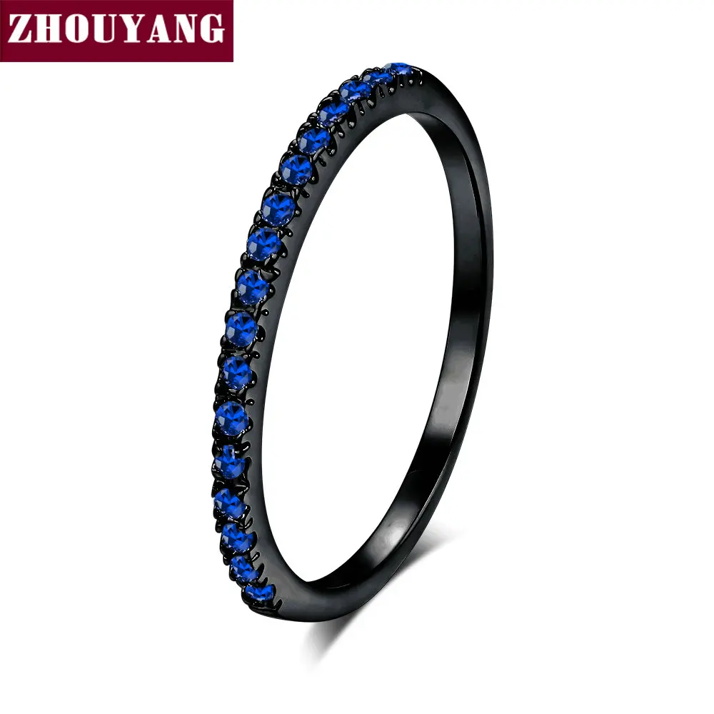 R218 ZHOUYANG обручальное кольцо для женщин и мужчин лаконичное классическое многоцветное мини кубическое циркониевое розовое золото цвет подарок модное ювелирное изделие R251 - Цвет основного камня: R218