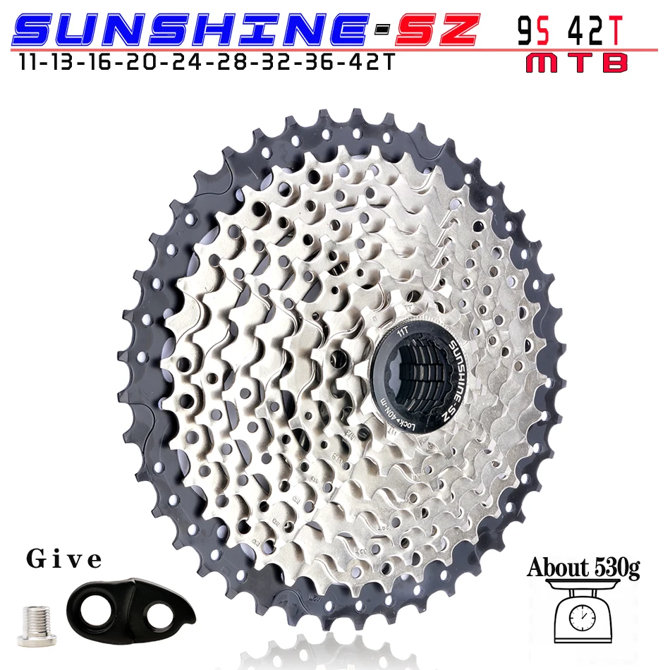 9S 11-42T silver SUNSHINE 8S 9S 10s 11S 30s Geschwindigkeit 36/42/46/50t Freilauf Breite Verhaltnis горный велосипед Fahrrad Schwungrad - Цвет: 9S 11-42T silver