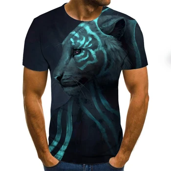 

3D printing wolf men's T-shirt summer streetwear round neck short-sleeved tee shirt men's casual 3D quick-drying T-shirt