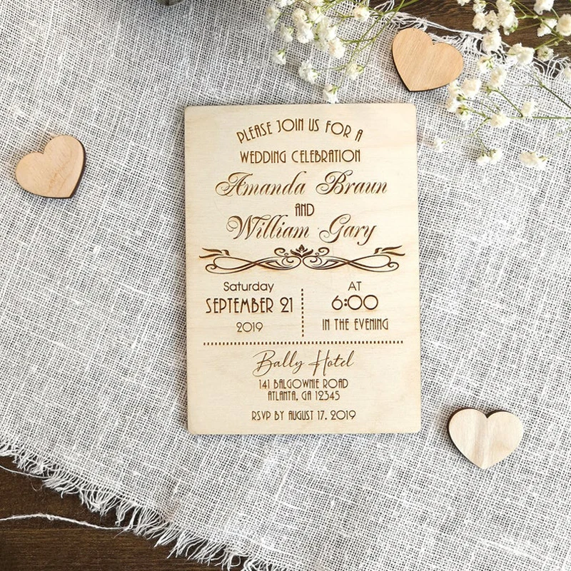 Wedding announcement, save the date invitation, rustic wedding wooden invitation,Personalized Wedding Gift