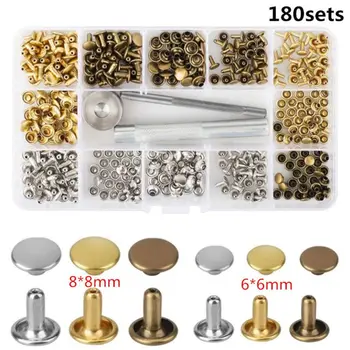 

Leather Rivets Kit, 180 Sets Double Cap Brass Rivets Leather Studs,3 Colors