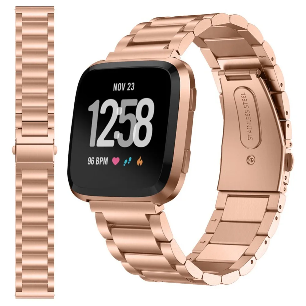 

Stainless Steel Watch Strap For Fitbit Versa Band Screwless Bracelet Replacement Metal Wristbands Accessories For Fitbit Versa p