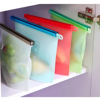

1pcs Silicone Food Bag Refrigerator Storage Bag Vegetable and Fruit Fresh-keeping Bag Sealed and Recyclable Kitchen Accessories