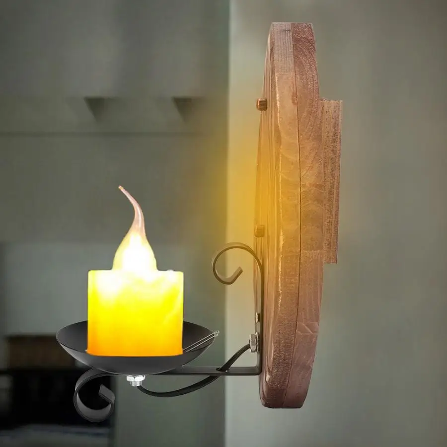 

AC 220V LED Wall Lamp E14 Base Marble Wood Sconce Light Retro Style Lamp Fixture For Bar Hallway Without Bulb