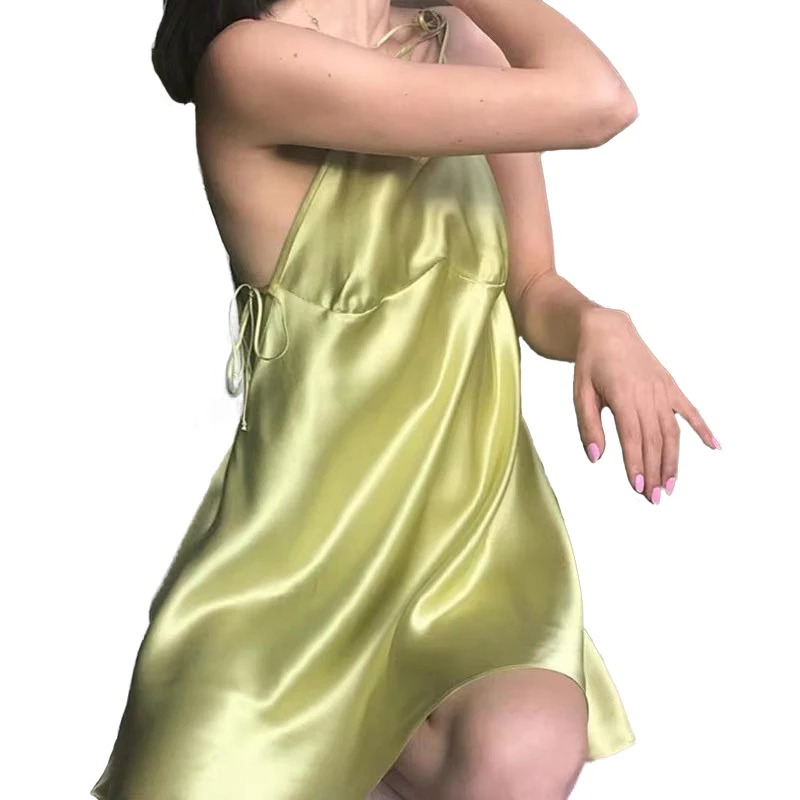 Sweetown Спагетти ремень атласное нарядное платье Пляжная одежда открытое Бандажное летнее платье сексуальные Клубные платья Женская праздничная одежда