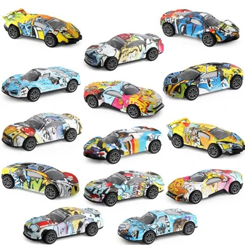 

1:64 Cute Mini Graffiti Alloy Anime Car Models Metal Car Suit Diecasts Toy Vehicles Roadster Toys For Children Gifts