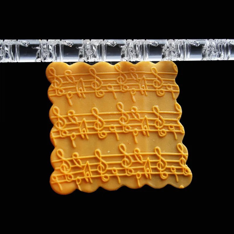 Hot Flower vine brick wall musical notes Embossed Acrylic Non-stick Rolling Pin Baking Cake Decorating Tools Pastry Dough Roller05
