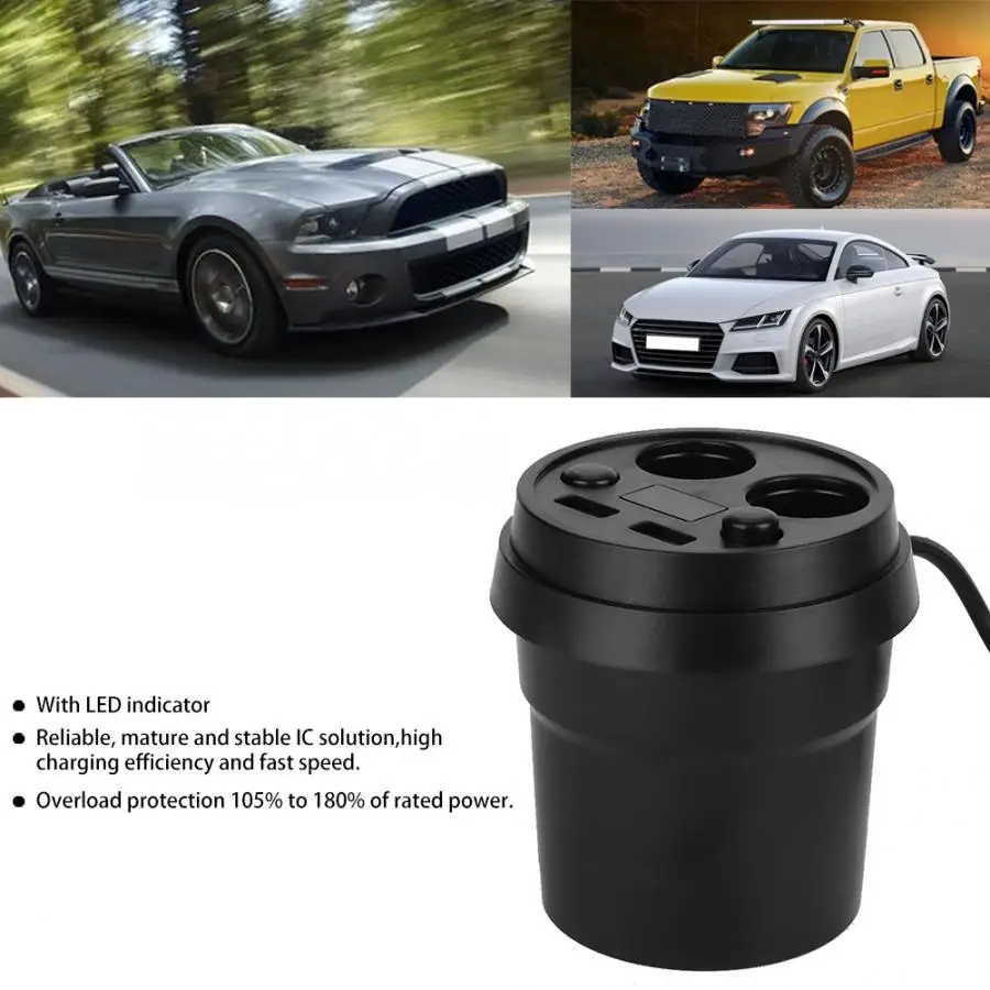 Автомобильная сигарета двойной USB зарядное устройство Автомобильный Кубок в форме многофункциональный мобильный телефон цифровой зарядный порт 12~ 24 В автомобильные аксессуары