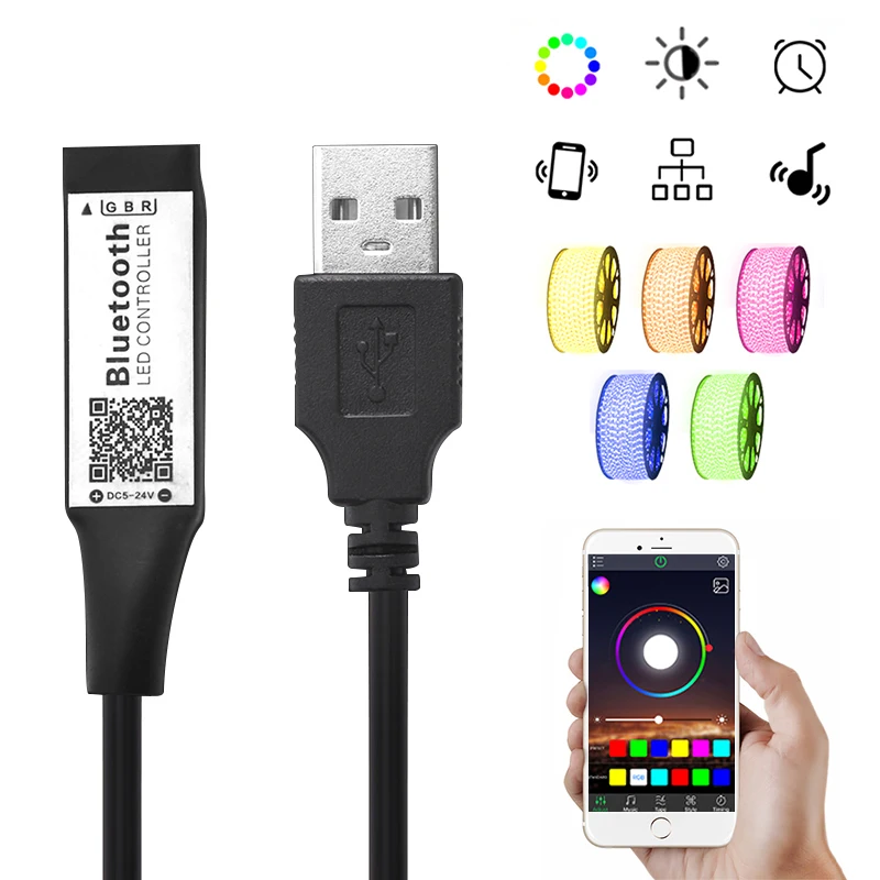 Умный RGB Bluetooth Таймер USB контроллер для 5V 3528 5050 светильник полоса изменения