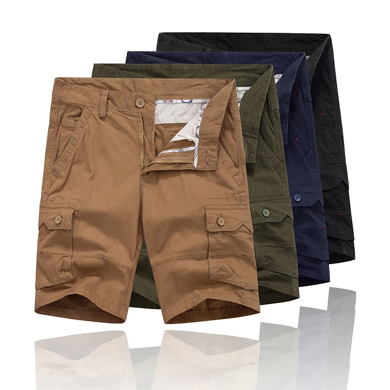 Harajuku-pantalones cortos de Estilo Vintage para hombre, Shorts holgados de corte recto, con múltiples bolsillos, informales, Color sólido, para playa, Verano