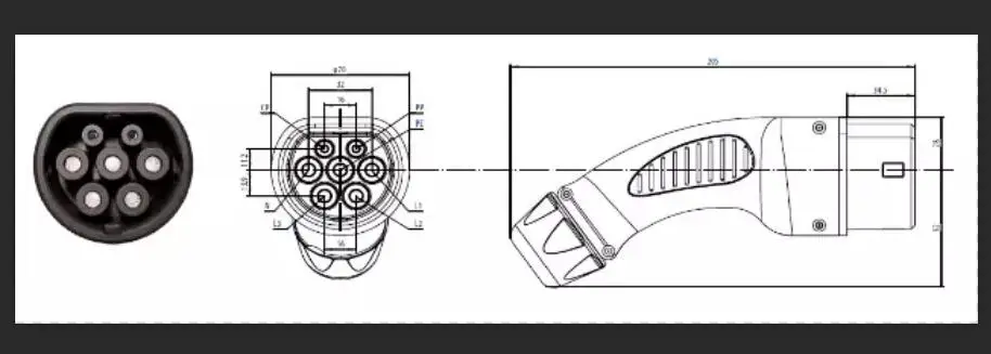 IEC 62196-2 Тип 2 16A 32A автомобильное зарядное устройство EV Женский адаптер Электрический автомобиль Charing разъем EVSE адаптер