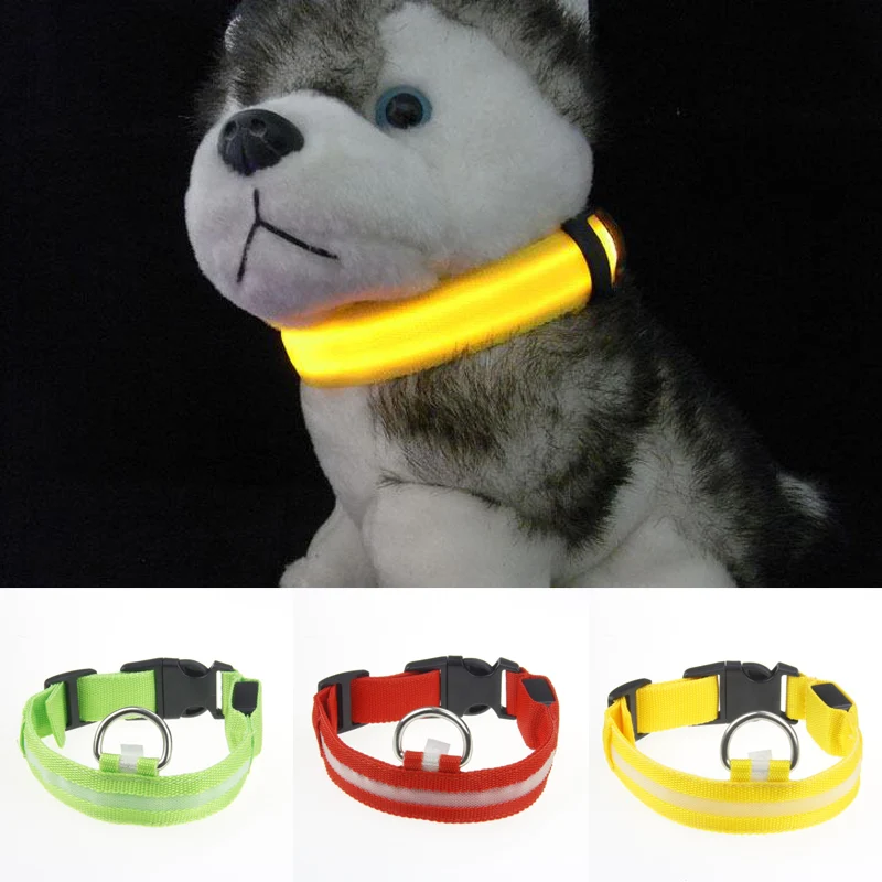 

Nylon LED Pet Dog Collar Night Safety Flashing Glow In The Dark Dog Leash Dogs Luminous Fluorescent Collars Pet Supplies