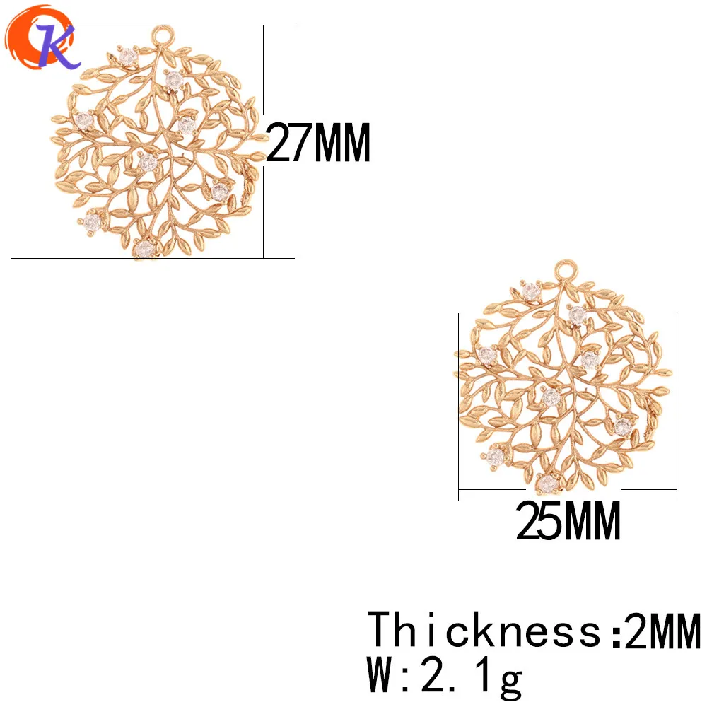 Cordial дизайн 10 шт. 25*27 мм ювелирные аксессуары/циркониевые бусины/ПОДЛИННОЕ золотое покрытие/форма листа/ручная работа/застежки для сережек/DIY Изготовление