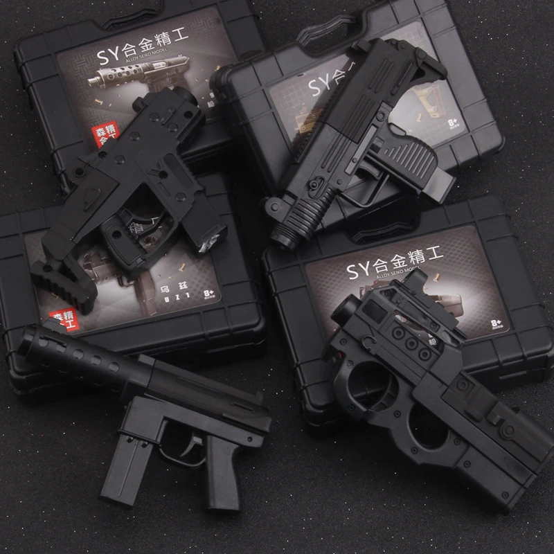 Toys & Hobbies Alloy Mini Pistol Gun Toy Model P90 TEC9 Toy Submachine Gun Can Shoot Bullets