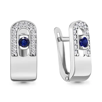 

Earrings with AQUAMARINE nanosapfirami, cubic zirconia, silver 925