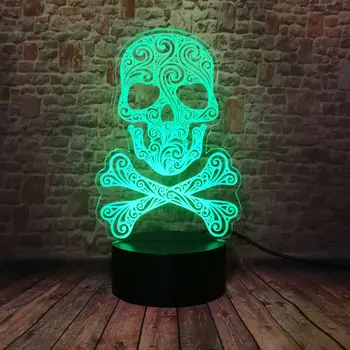 

Lunimous 3D Illusion Lamp LED 7 Colorful Change Desk NightLight Figure Skull Model Toys