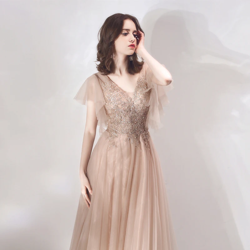 Новое поступление осенних платьев для выпускного вечера vestido de noiva sereia, вечернее платье из тюля, мягкое кружево с v-образным вырезом, кружево