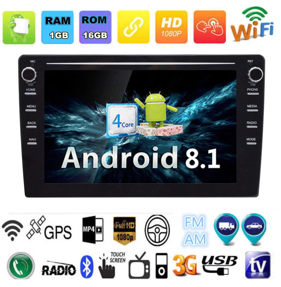 9" 4core 1+16G Android 9.0 Car MP5 Player Car Radio 2DIN GPS Universal Car Multimedia Player with Background Atmosphere Lamp