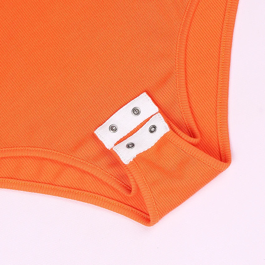 bodysuit long sleeve O-neck Neon bodycon Slim Body Top Letter pattern clothes Streetwear for women Sexy bodysuits