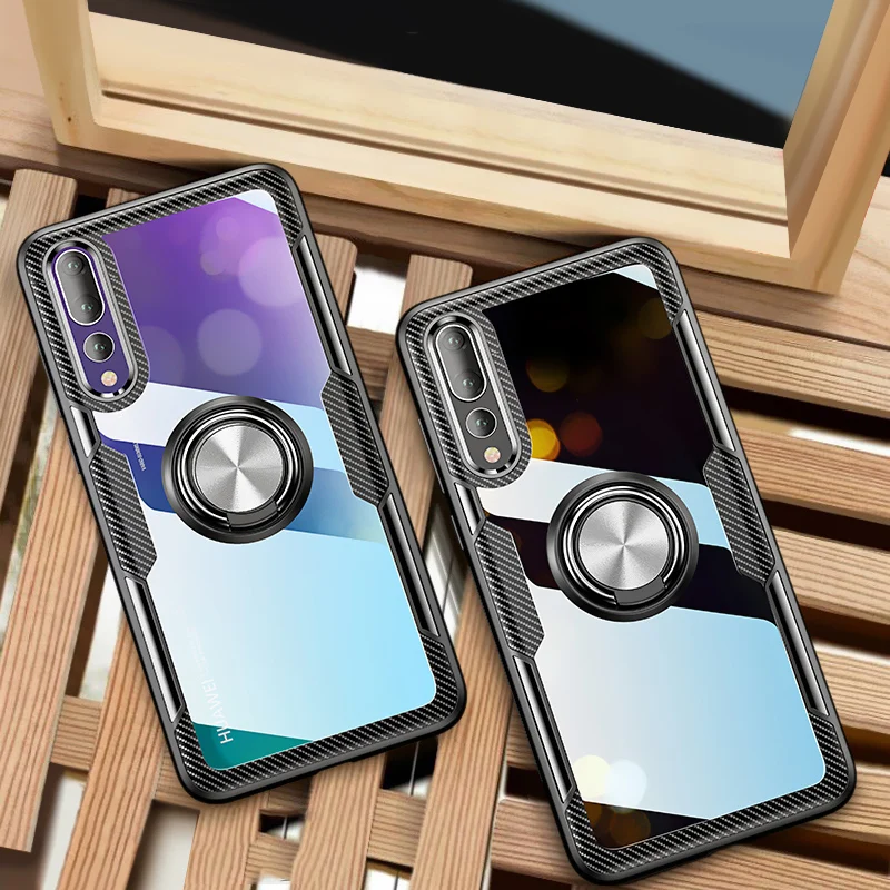

Car-Holder Magnetic Stand Finger-Ring Silicone Case For Huawei P20 Lite P30 Pro Case Huawei Mate 20 Pro Lite Transparent Case