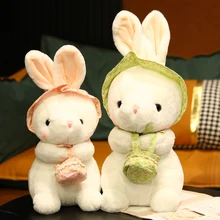 

Sweet 28~70cm White Rabbit Doll Having Basket Stuffed Dressed Sitting Bunny Animal Plush Toy Boys Girls Present