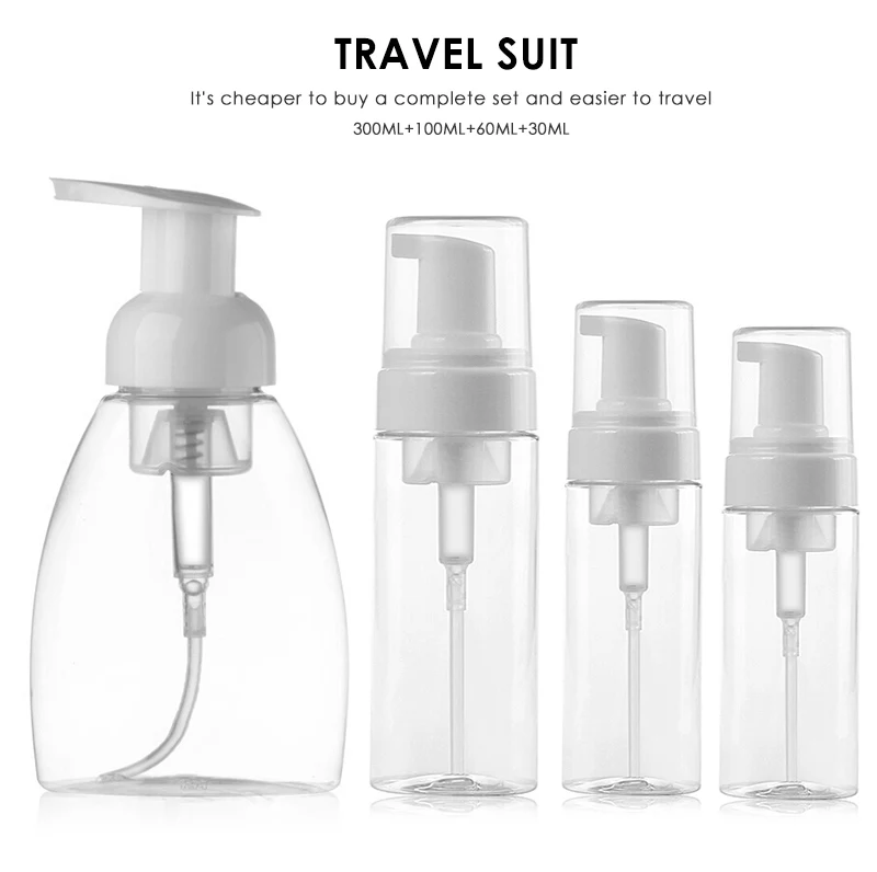 30/60/100/150ML Plastic Transparent Bottle Dispenser Suds Soap Foaming Pump Portable Recyclable Foam Fillable | Красота и здоровье
