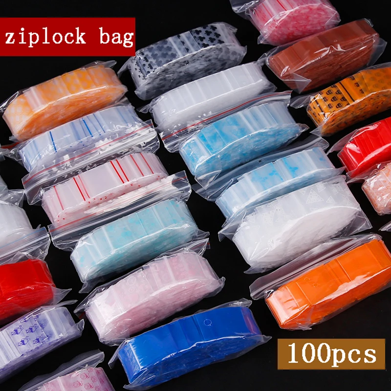 Comprar 100 Uds. Bolsas de plástico con estampado de cremallera de 4x5cm,  bolsas de embalaje de plástico Ziplock, joyería, paquete de pastillas para  dulces, grosor de 0,24mm