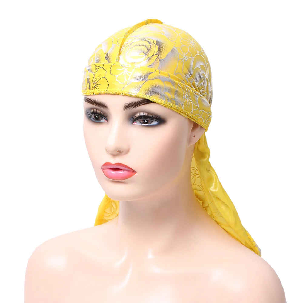 

Polyester Durag Men And Women Street dance Colorful Bandanas Long Tail Fashion Print Doo Rag