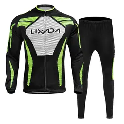 Lixada 3D мягкие брюки мужские зимние с длинным рукавом Велоспорт Джерси Набор термальный флис велосипедная одежда ветрозащитное