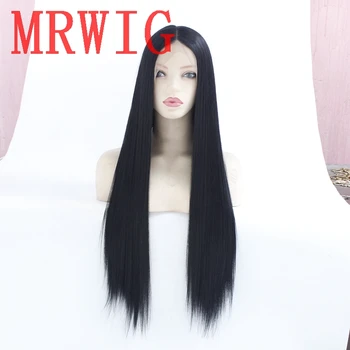 

MRWIG Black/Blonde/Mixed Color Long Silky Straight 13*6in Big Lace Synthetic Glueless Lace Wig Middle Part