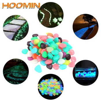 

HOOMIN Glowing Rocks Glow in the Dark Garden Pebbles Artificial for Walkway Aquarium Garden Yard Luminous Stones 100 Piece/Pack