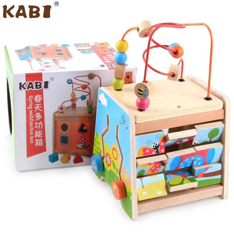 Children's wooden toys explosions mini round beads beaded toys children's educational toys round beads treasure box