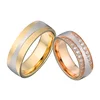 Clásico de alianzas de matrimonio par conjunto de anillos de boda para hombres y mujeres cz joyas de zirconio de color oro de joyas de acero inoxidable ► Foto 2/6