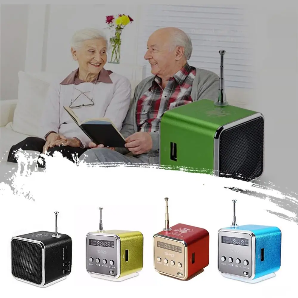 Portable TD-V26 Digital FM Radio Speaker Mini Receiver With LCD Stereo Loudspeaker Support Micro TF Card | Электроника