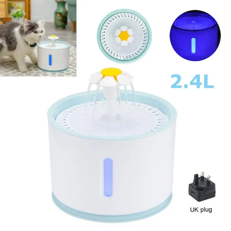 Автоматическая кошка собака питомец фонтан миска для домашних животных кошек питьевой цветок диспенсер воды Petsafe напиток с фильтрами Pet фонтан воды - Цвет: UK Plug