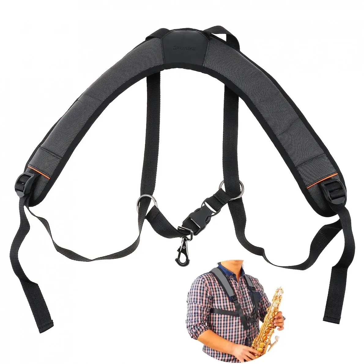 

Adjustable Oxford Fabric Wider Add Cotton Saxophone Strap Sax Holder Double Shoulder Steel Hook for Alto Tenor Soprano Sax hot