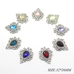 ​Retro Water Drop Acrylic Alloy Sewing Button Accessories 10Pcs/Lot 32*26mm DIY Clothing Decoration Handmade Crafts