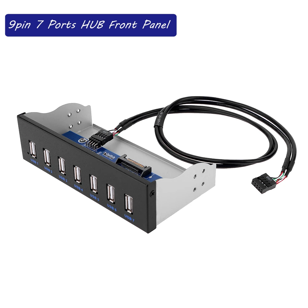 5.25 inch CD ROM Drive Bay Front Panel 9pin/19pin 7 Port USB 2.0/3.0